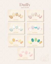 absurdres applying_makeup blue_nails cookieann duffy_and_friends duffy_the_disney_bear english_text gelatoni green_nails highres linabell meecosme multicolored_nails nail_polish no_humans olu_mel orange_nails pink_nails purple_nails shelliemay stellalou yellow_nails