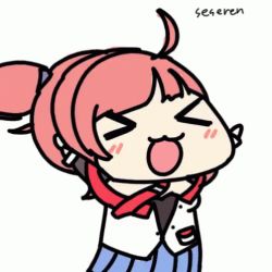 &gt;_&lt; 1girl animated animated_gif azur_lane lowres open_mouth running san_diego_(azur_lane) seseren