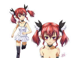 black_legwear blush camisole choker mcq original panties pointy_ears purple_eyes red_hair smile thighhighs twintails underwear