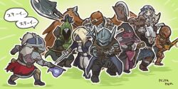 armor axe chibi duchess_(elden_ring) elden_ring elden_ring_nightreign executor_(elden_ring) full_body guardian_(elden_ring) hat helmet holding holding_staff ironeye_(elden_ring) mage_staff pen_(mipe) raider_(elden_ring) recluse_(elden_ring) revenant_(elden_ring) staff sword tarnished_(elden_ring) weapon witch_hat wylder_(elden_ring)