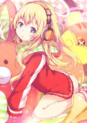 Rule 34 | + +, 10s, 1girl, arched back, ass, blonde hair, button eyes, buttons, diamond (shape), eyelashes, female focus, from side, gabriel dropout, gabriel tenma white, ghost, gym uniform, halo, hat, headphones, heart, jacket, light particles, long hair, long sleeves, looking at viewer, no pants, o3o, panties, plaid, red jacket, sitting, sleeves past wrists, sock dangle, socks, solo, star (symbol), star print, stuffed animal, stuffed cat, stuffed rabbit, stuffed toy, symbol-shaped pupils, track jacket, umagenzin, underwear, w, wariza, white panties, witch hat
