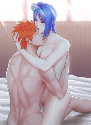 Rule 34 | 1boy, 1girl, blue eyes, breasts, closed eyes, highres, konan (naruto), naruto (series), naruto shippuuden, nude, orange hair, pussy, short hair, yahiko (naruto)