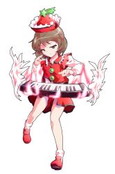angel_wings bobby_socks brown_eyes brown_hair closed_mouth collar collared_vest commentary_request dairi detached_wings disdain fire frilled_collar frills full_body half-closed_eyes hat instrument keyboard_(instrument) large_variant_set long_sleeves looking_at_viewer lyrica_prismriver mary_janes medium_hair music playing_instrument red_hat red_shoes red_shorts red_vest shirt shoes shorts simple_background socks standing standing_on_one_leg star_(symbol) straight-on tachi-e touhou transparent_background v-shaped_eyebrows variant_set vest white_shirt white_socks white_wings wings wispy_bangs