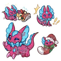 Rule 34 | blue eyes, christmas, claws, digimon, digimon (creature), elizamon, highres, ribbon, shoemon, tail