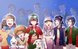 blonde_hair bokomon digimon digimon_(creature) digimon_frontier family green_eyes hat himi_tomoki himi_tomoki&#039;s_father himi_tomoki&#039;s_mother jacket kanbara_hiroaki kanbara_shinya kanbara_takuya kanbara_yuriko kimura_kouichi long_hair looking_at_viewer minamoto_kouji minamoto_kouji&#039;s_stepmother minamoto_kouji_and_kimura_kouichi&#039;s_father minamoto_kouji_and_kimura_kouichi&#039;s_mother neamon orimoto_izumi pixiv_user_(2540217) shibayama_junpei smile