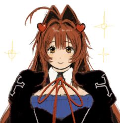 1girl ahoge brown_eyes brown_hair eyelashes hair_intakes hair_ornament heart heart_hair_ornament highres long_hair looking_at_viewer meisharan nanaco_(meisharan) original pale_skin smile solo