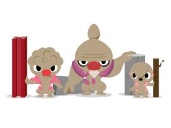 artist_request beard big_nose black_eyes chibi concrete conkeldurr evolutionary_line facial_hair full_body gen_5_pokemon gurdurr holding muscular nintendo pokemon pokemon_(creature) simple_background timburr