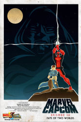 belt bodysuit bun_cover capcom choker chun-li crossover deadpool deadpool_(series) doctor_doom double_bun gloves hair_bun highres hood katana marvel marvel_vs._capcom marvel_vs._capcom_3 mask moon night night_sky parody poster_(medium) sky star_wars street_fighter sword text_focus weapon
