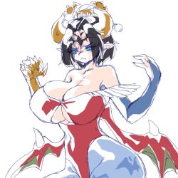 black_hair breasts cosplay darkstalkers demon demon_girl digimon digimon_(creature) fallen_angel gerusyu huge_breasts lilith_(darkstalkers) lilith_(darkstalkers)_(cosplay) lilithmon mark_of_evil wings