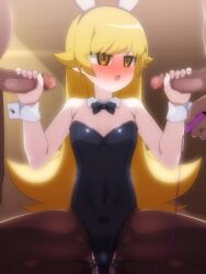 1girl 2boys animal_ears animated bakemonogatari bbaltong blonde_hair blush censored erection fake_animal_ears fellatio group_sex handjob leotard loli long_hair mmf_threesome monogatari_(series) mosaic_censoring multiple_boys object_insertion oral oshino_shinobu pantyhose penis playboy_bunny pointy_ears rabbit_ears saliva sex_toy tagme threesome vaginal vaginal_object_insertion vampire vibrator video yellow_eyes