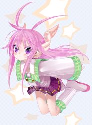 1girl :&lt; axiacid closed_mouth clothes_lift collared_shirt commentary_request expressionless full_body hair_ears hair_flaps hair_ornament highres long_hair long_pointy_ears long_sidelocks long_sleeves looking_at_viewer original pink_hair pleated_skirt pointy_ears purple_eyes purple_skirt ribbon-trimmed_sleeves ribbon-trimmed_socks ribbon_trim shirt shoes sidelocks skirt skirt_lift sleeves_past_wrists socks solo star-shaped_pupils star_(symbol) star_hair_ornament suzuka_sutera_(axiacid) symbol-shaped_pupils very_long_hair white_shirt white_shoes white_socks wide_sleeves