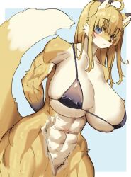 1girl abs breasts expressionless furry furry_female huge_breasts large_breasts miyanokoko muscular muscular_female original tagme