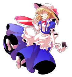 Rule 34 | 1girl, alphes (style), apron, arm at side, black shoes, blonde hair, blue dress, collared dress, commentary request, dairi, dress, elbow gloves, frilled apron, frilled gloves, frills, full body, gloves, hair between eyes, hat, hat ribbon, kana anaberal, large variant set, legs apart, maid apron, mary janes, palms, parody, puffy short sleeves, puffy sleeves, red ribbon, ribbon, road sign, shoes, short hair, short sleeves, sidelocks, sign, socks, solo, style parody, tachi-e, touhou, touhou (pc-98), transparent background, variant set, white apron, white gloves, white hat, white socks