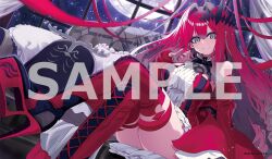 Rule 34 | 1girl, ass, baobhan sith (fate), baobhan sith (first ascension) (fate), boots, breasts, crossed legs, detached sleeves, dress, fate/grand order, fate (series), frilled dress, frills, full body, grey eyes, hair ornament, hand up, highres, long hair, looking at viewer, moon, neko daruma, pink hair, pointy ears, sample watermark, second-party source, sidelocks, sitting, sky, smile, solo, star (sky), starry sky, thigh boots, watermark