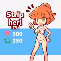 1girl angry animated arle_nadja bikini breasts brown_hair cape carbuncle carbuncle_(puyopuyo) cleft_of_venus convenient_censoring english_text furii madou_monogatari medium_breasts miniskirt nipples nude open_mouth oppai_loli pussy puyopuyo sega short skirt slideshow_animation solo_focus standing swimsuit twitter_strip_game uncensored video yellow_eyes