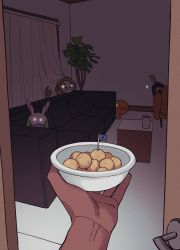 1boy absurdres bowl chair chatea commentary_request couch creatures_(company) curtains dark dark-skinned_male dark_skin door door_handle flag food game_freak gen_3_pokemon gen_5_pokemon gen_6_pokemon gen_8_pokemon goomy highres holding holding_bowl indoors korean_commentary male_focus nintendo plant pokemon pokemon_(creature) pokemon_swsh potted_plant raihan_(pokemon) roggenrola silicobra table trapinch