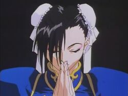 Rule 34 | 1990s (style), 1girl, :&gt;, animated, ass, black hair, blue dress, bouncing breasts, bracelet, breasts, brown pantyhose, bun cover, capcom, china dress, chinese clothes, chun-li, curvy, double bun, dress, earrings, fighting stance, from side, hair bun, highres, huge ass, jewelry, kicking, large breasts, lips, looking at viewer, pantyhose, pearl earrings, pelvic curtain, puffy short sleeves, puffy sleeves, retro artstyle, ryona, sash, short sleeves, simple background, solo, spiked bracelet, spikes, spinning bird kick, standing, street fighter, street fighter ii (series), street fighter ii hyperfighting, tagme, thighs, video, wide hips