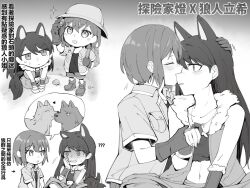 Rule 34 | 2girls, animal ears, animalization, backpack, bag, bang dream!, bang dream! it&#039;s mygo!!!!!, blush, chihaya anon, chinese commentary, chinese text, closed eyes, collared shirt, commentary request, fur-trimmed vest, fur trim, ggxc, gloves, greyscale, holding, holding hands, holding own arm, holding rock, jewelry, kemonomimi mode, kiss, kissing cheek, long hair, mole, mole under eye, monochrome, multiple girls, nagasaki soyo, necklace, rock, shiina taki, shirt, short hair, shorts, tail, takamatsu tomori, tooth necklace, translation request, vest, wolf ears, wolf girl, wolf tail, yuri