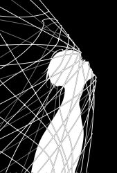 Rule 34 | 1boy, benkdjjituibot, black background, completely nude, entangled, faceless, from side, highres, kim dokja, leaning forward, male focus, nude, omniscient reader&#039;s viewpoint, short hair, silhouette, silk, solo, spider web, upper body