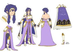 1girl absurdres aged_up ahoge alternate_costume armor armored_boots back bare_shoulders black_hair boots bracer breastplate breasts cape commission commissioner_upload dekura dragon_print dress earrings elbow_gloves fingerless_gloves fire_emblem fire_emblem:_genealogy_of_the_holy_war full_body fur-trimmed_cape fur_trim gloves hair_ornament high_heel_boots high_heels highres jewelry larcei_(fire_emblem) looking_at_viewer multiple_views nintendo notes pelvic_curtain reference_sheet short_hair shoulder_armor sidelocks simple_background sleeveless smile solo standing strapless strapless_dress thighhighs thighs tiara turnaround white_background