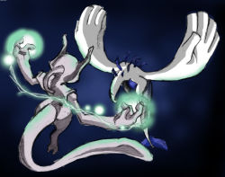 battle creatures_(company) electricity game_freak gen_1_pokemon gen_2_pokemon legendary_pokemon lugia mewtwo nintendo no_humans pokemon pokemon_(creature) tail wings