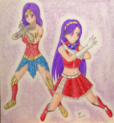 amazon_warrior asamiya_athena dc_comics diana_prince hair_ornament idol psycho_soldier purple_eyes purple_hair snk star_(symbol) star_hair_ornament the_king_of_fighters the_king_of_fighters_2003 wonder_woman wonder_woman_(series)