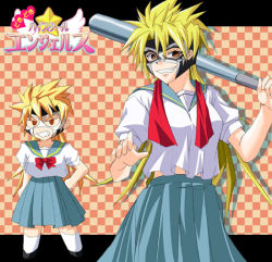 1girl blonde_hair kamui_raira kinzoku_bat mask school_uniform tagme wrestle_angels wrestle_angels_survivor wrestler