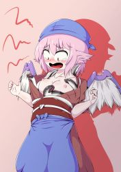 1girl animal animal_in_clothes bestiality blush breasts breasts_squeezed_together creature_in_clothes crying crying_with_eyes_open eel fish highres interspecies leech loli medium_breasts monster mystia_lorelei open_mouth pink_hair red_eyes tagme tears tentacles touhou wings yufutwun