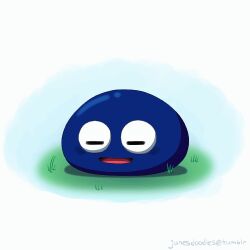 animated animated_gif blue_skin blush_stickers colored_skin gooey_(kirby) grass junebird24 kirby_(series) lowres nintendo no_humans open_mouth sleeping solo tumblr_username