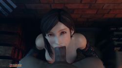 1boy 1girl 3d animated audiodude black_hair blender_(medium) bouncing_breasts breasts dark-skinned_male dark_skin deepthroat earrings echieesfm eye_contact fellatio final_fantasy final_fantasy_vii final_fantasy_vii_remake hetero highres huge_penis interracial jewelry large_breasts large_insertion long_hair looking_at_another looking_at_viewer mikaelyava nipples no_bra nude oral penis pov red_eyes sound tifa_lockhart uncensored video watermark
