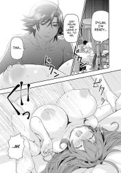 1boy 1girl asobinin_wa_kenja_ni_tenshoku_dekiru_tte_shittemashita?_~_yuusha_party_o_tsuihou_sareta_lv_99 bedroom breasts hetero huge_breasts indoors missionary monochrome nipples nude on_bed sex tina_panetta vaginal