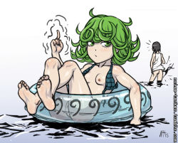 2girls afloat bad_id bad_tumblr_id barefoot bikini black_hair bottomless breasts crossed_ankles curly_hair feet floating front-tie_bikini_top front-tie_top fubuki_(one-punch_man) green_eyes green_hair index_finger_raised innertube multiple_girls nipples noise_tanker one-punch_man one_breast_out partially_visible_vulva short_hair siblings sisters small_breasts soles solo_focus swim_ring swimsuit tatsumaki telekinesis toe_scrunch toes uncensored untied_bikini wading water