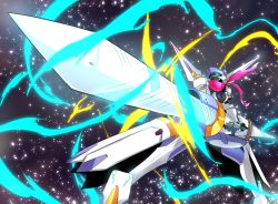 Rule 34 | 1girl, armor, artoria pendragon (fate), bodysuit, breasts, fate/grand order, fate (series), mecha, mecha musume, mechabare, mechanical arms, mechanical legs, mechanical wings, meta-tron, mysterious heroine x (fate), mysterious heroine xx (fate), mysterious heroine xx (first ascension) (fate), power armor, power suit, robot, scarf, space, star (sky), sunrise stance, twinmyniad (fate), wings