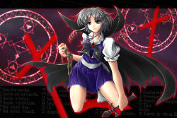 Rule 34 | 1girl, cape, chain, cross, doll, dress, female focus, grey eyes, grey hair, kioh gyoku, koto tsubane, muse (seihou), ribbon, seihou, short hair, short sleeves, socks, solo, voodoo doll