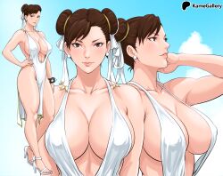 1girl breasts capcom chun-li double_bun hair_bun large_breasts solo street_fighter