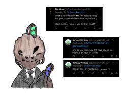 1boy baral_(project_moon) black_coat black_necktie brown_mask coat collared_shirt gauntlets lapels library_of_ruina looking_at_viewer necktie notched_lapels project_moon shirt simple_background single_gauntlet syringe white_background white_shirt yongsa_(ishmaelenjoyer)