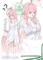 Rule 34 | absurdres, aged down, ahoge, bikini, bikini under clothes, blue archive, blush, braid, breasts, bright pupils, clover dot (clov erd), green eyes, halo, hanako (blue archive), highres, hose, large breasts, long hair, oversized clothes, oversized shirt, pink bikini, pink hair, pink halo, see-through clothes, see-through shirt, shirt, sleeves past fingers, sleeves past wrists, smile, swimsuit, wet, wet clothes, wet shirt, white pupils, white shirt
