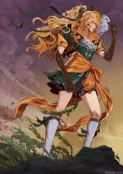 1girl absurdres bird blonde_hair blue_eyes bow breasts castlevania:_symphony_of_the_night castlevania_(series) danusko full_body gloves goth_fashion hair_bow hair_ribbon highres long_hair maria_renard owl ribbon smile smirk very_long_hair