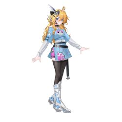 Rule 34 | 1girl, absurdres, ahoge, alternate hair color, animal print, belt, blonde hair, blue eyes, boots, bow, breasts, cat print, choker, commission, commissioner upload, crossed bangs, eyelashes, full body, hair bow, hair ornament, highres, hood, hood down, hoodie, light smile, long bangs, long hair, long sleeves, looking at viewer, mechanical ears, multiple belts, non-web source, original, petite, rhan, skirt, small breasts, thighhighs, thighs, transparent background, wavy hair, zipper