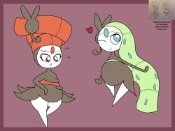 Rule 34 | 2girls, absurdres, belly, big belly, closed mouth, commentary, english commentary, full body, gen 5 pokemon, hands on own stomach, highres, legendary pokemon, meloetta, meloetta (aria), meloetta (pirouette), multiple girls, mws-xxx, mythical pokemon, nintendo, one eye closed, open mouth, pokemon, pokemon (creature), pregnant, sameshow, stomach