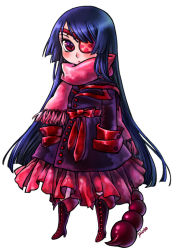 +_+ 00s 1girl adiane blue_hair bow chibi coat eyepatch female_focus frills long_hair piote red_eyes scarf scorpion_tail solo tail tengen_toppa_gurren_lagann very_long_hair