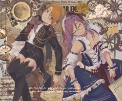 2girls black_shorts black_thighhighs blonde_hair breasts cleavage collarbone cosplay dress grey_hair hair_ornament hair_over_one_eye hair_over_shoulder hairclip heaven_burns_red highres izumi_yuki_(heaven_burns_red) kayamori_ruka large_breasts long_hair lying multiple_girls official_alternate_costume ppasta_qiu red_eyes round_eyewear shirt short_hair shorts snow_white_(fairy_tale_character) snow_white_(fairy_tale_character)_(cosplay) thighhighs white_shirt