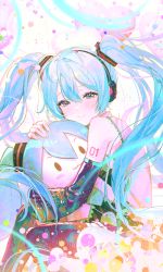 1girl aqua_eyes aqua_hair black_thighhighs fymrie hatsune_miku highres long_hair solo thighhighs twintails vocaloid