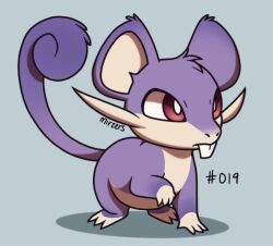 Rule 34 | animal focus, bright pupils, closed mouth, full body, gen 1 pokemon, mirzers, nintendo, no humans, pokedex number, pokemon, pokemon (creature), rattata, red eyes, solo, white pupils