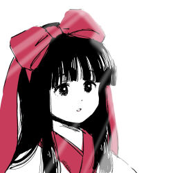 1girl ainu_clothes artist_name black_eyes black_hair hair_ribbon highres long_hair nakoruru parted_lips pink_lips ribbon samurai_spirits snk solo teeth the_king_of_fighters