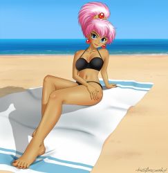 Rule 34 | beach, bikini, black bikini, caldina, katzueki, magic knight rayearth, nail polish, swimsuit, tagme