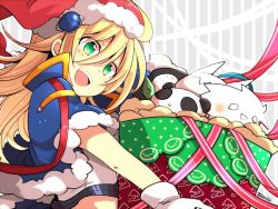 1boy 1girl arakune bad_id bad_twitter_id birthday blazblue blonde_hair christmas doll green_eyes hakumen kuro_yuzu lao_jiu noel_vermillion ragna_the_bloodedge winter_clothes