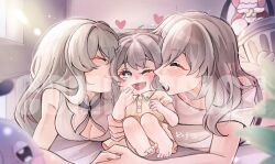 3girls breasts cleavage closed_eyes commission family firefly_(honkai:_star_rail) girl_sandwich heart highres holding_hands honkai:_star_rail honkai_(series) ips_cells_(meme) kiss kissing_cheek lying meme mother_and_daughter multiple_girls on_stomach one_eye_closed pom-pom_(honkai:_star_rail) sandwiched smile stelle_(honkai:_star_rail) sunlight trailblazer_(honkai:_star_rail) trash_can yoyoray20001996 yuri