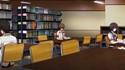 angry animated blonde_hair blue_eyes blush bouncing_breasts bra bra_lift breasts cameltoe censored clothes_lift clothing_aside continuous_ejaculation cum cum_in_mouth cum_in_pussy deepthroat doggystyle ejaculation fellatio hand_on_another&#039;s_head highres kamijou_marika kneeling library licking moaning nipples oral panties panties_aside penis penis_awe poro pussy_juice sansha_mendan school_uniform serafuku sex sex_from_behind skirt skirt_lift sound stealth_sex striped_bra striped_clothes striped_panties subtitled swallowing thighhighs under_table underwear vaginal video white_legwear