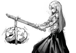 1girl abs artist_request bokken katana muscular muscular_female sword tagme weapon wooden_sword